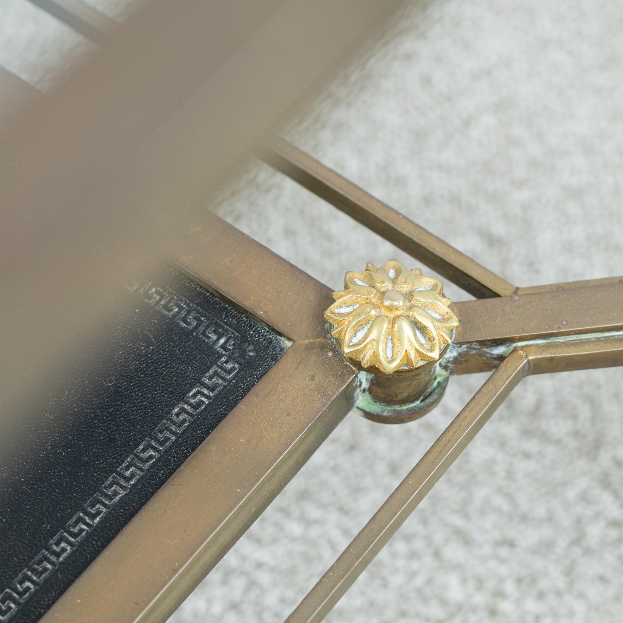 20th Century Brass and Leather Coffee Table by Maison Jansen