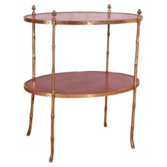 Brass and Leather Etagere