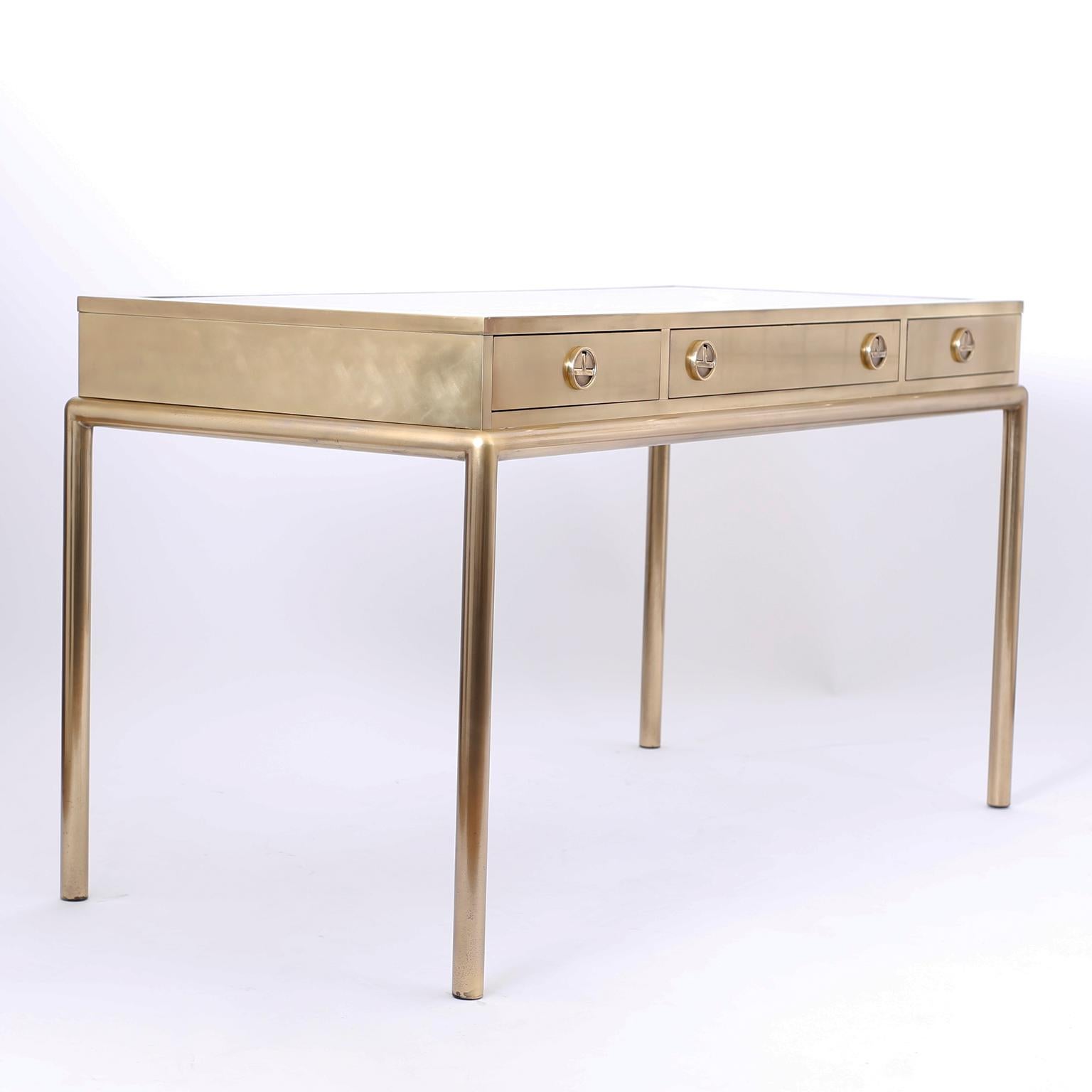 Campaign Brass and Leather Mastercraft Desk