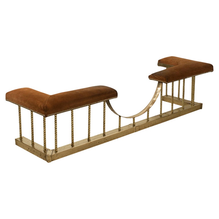 Brass and Leather Open Front Club Fender For Sale at 1stDibs