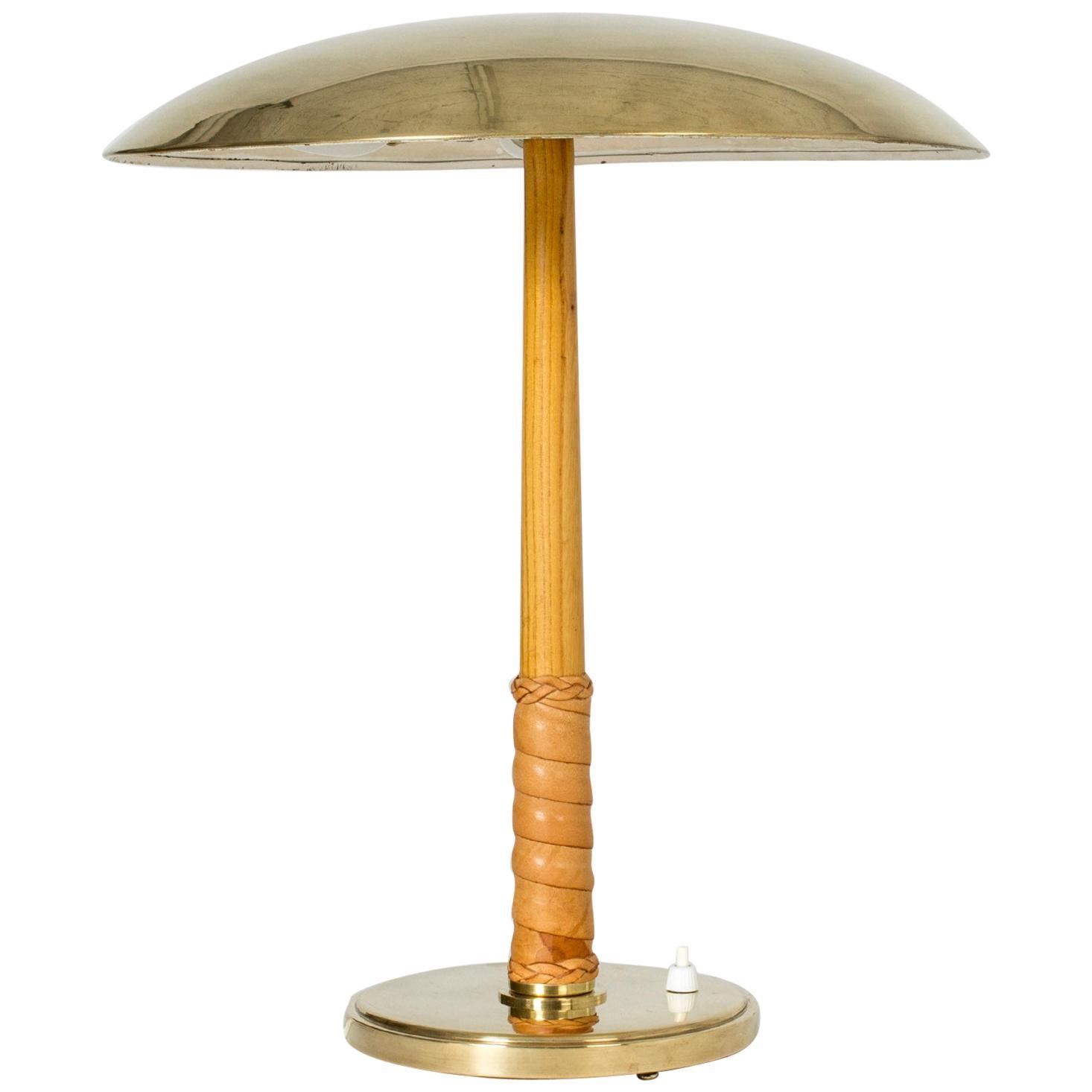 Brass and Leather Table Lamp by Bo Notini