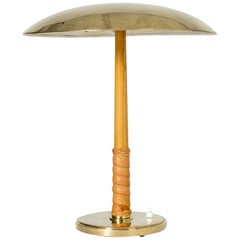 Brass and Leather Table Lamp by Bo Notini