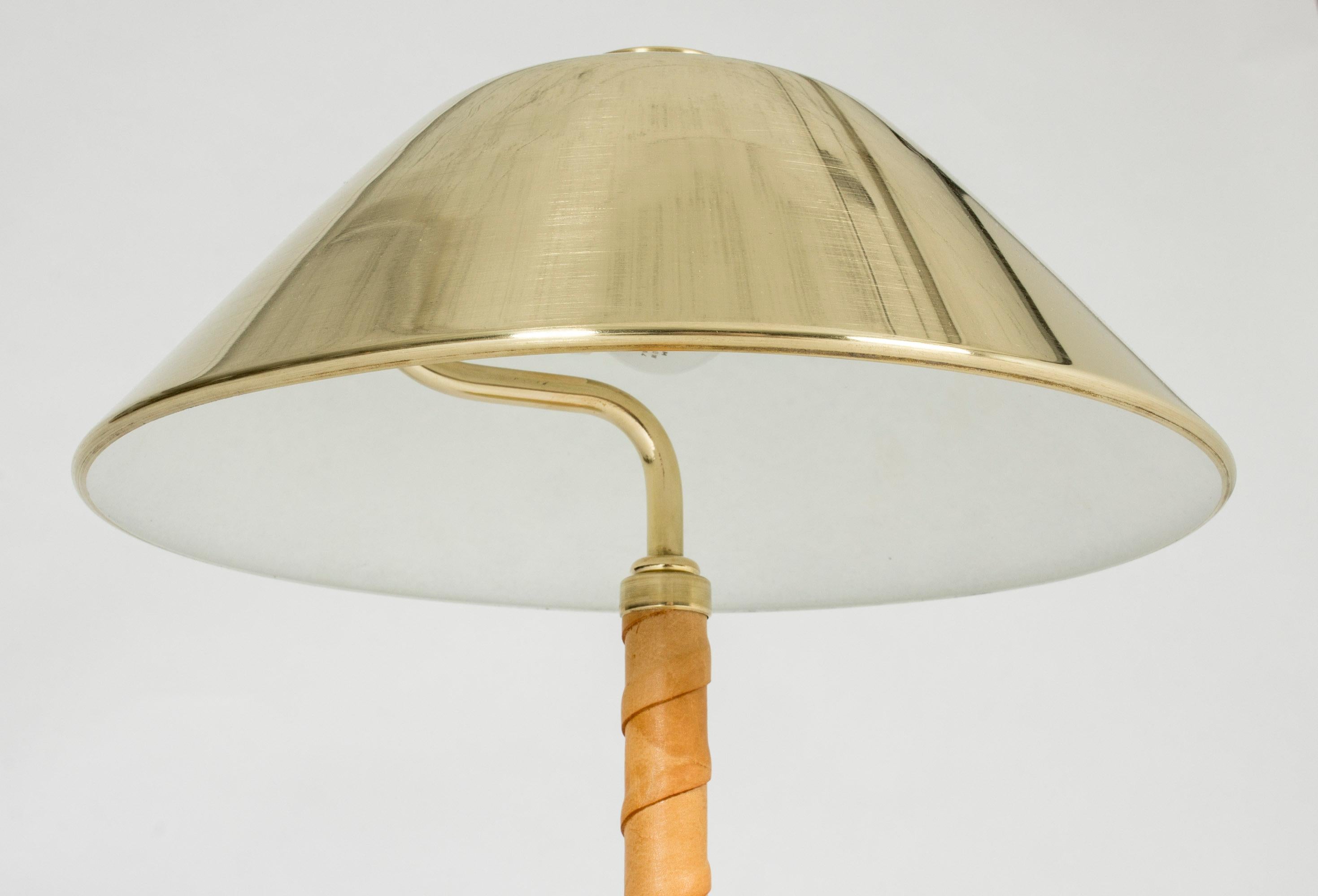 Brass and Leather Table Lamp by Einar Bäckström In Good Condition In Stockholm, SE