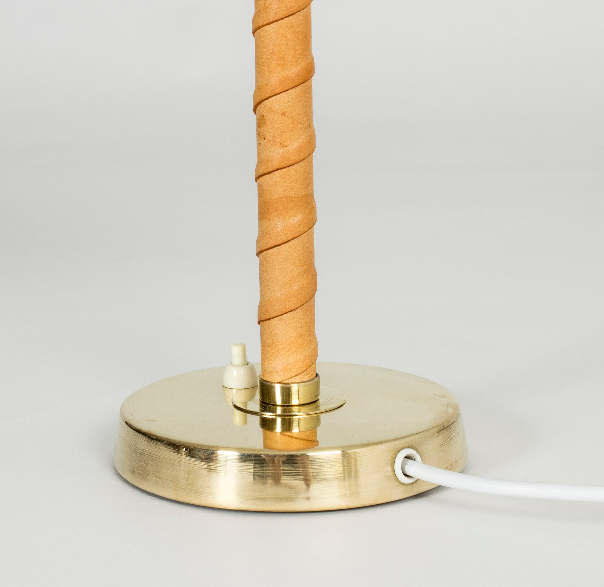 Brass and Leather Table Lamp by Einar Bäckström 1