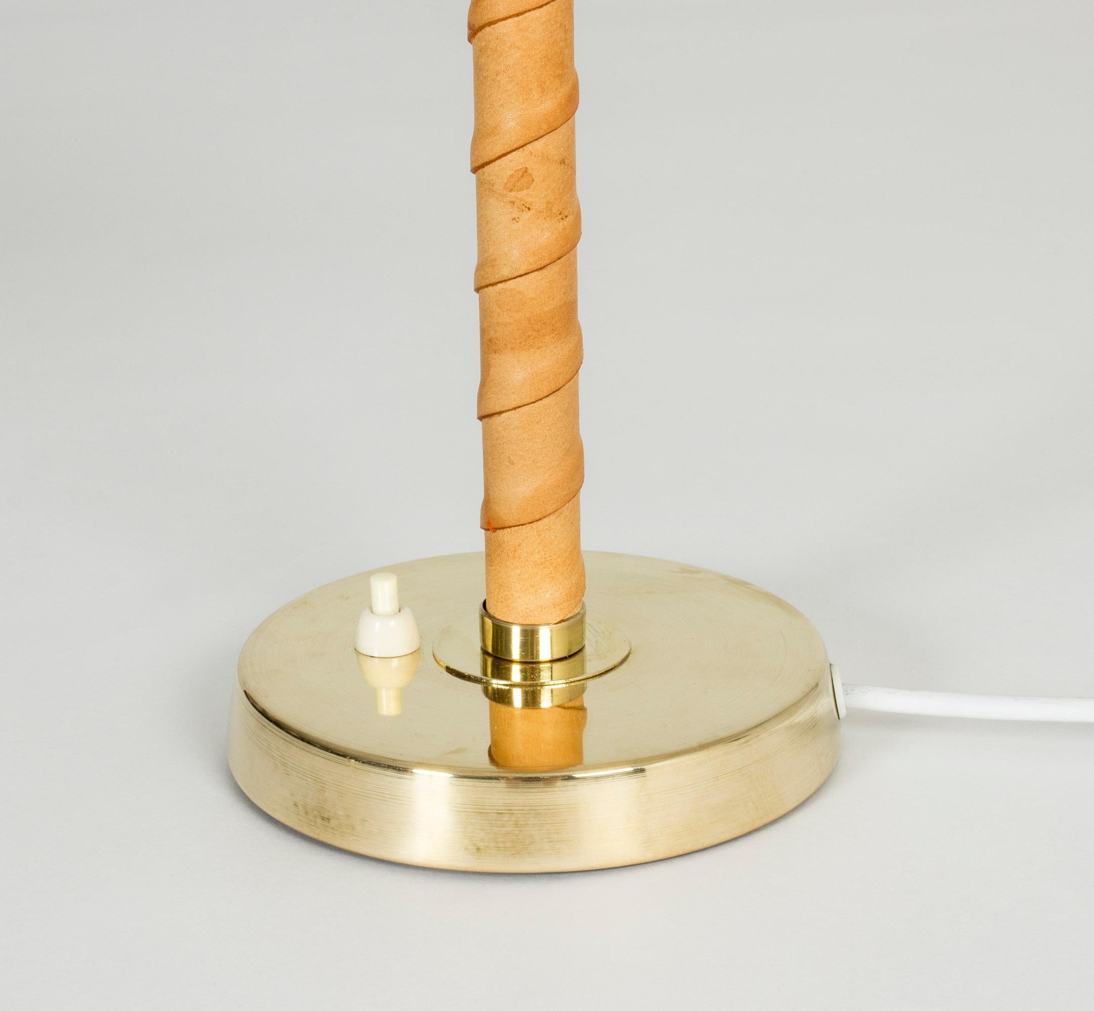 Brass and Leather Table Lamp by Einar Bäckström 2