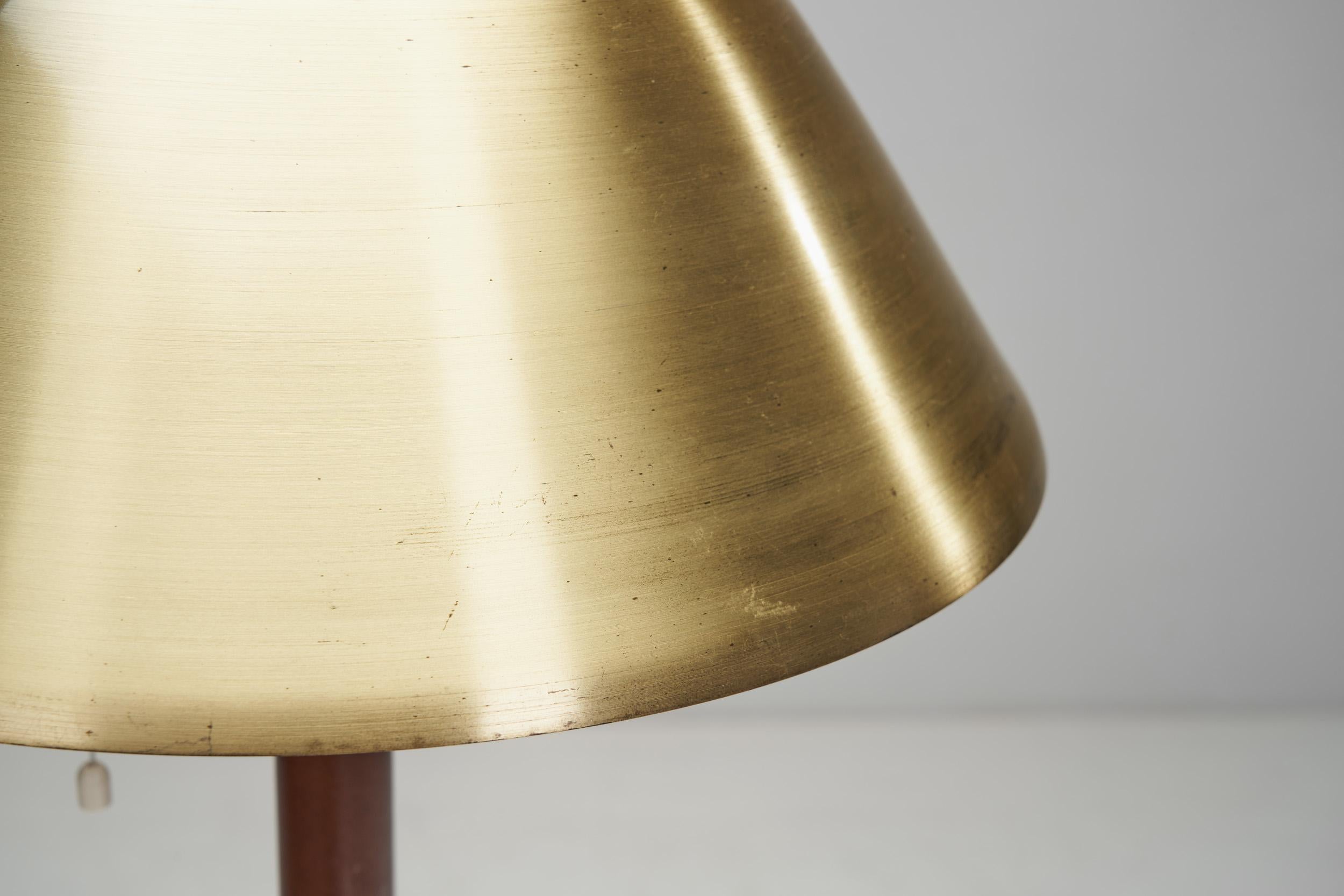 Brass and Leather Table lamp by Falkenbergs Belysning, Sweden 1960s 4