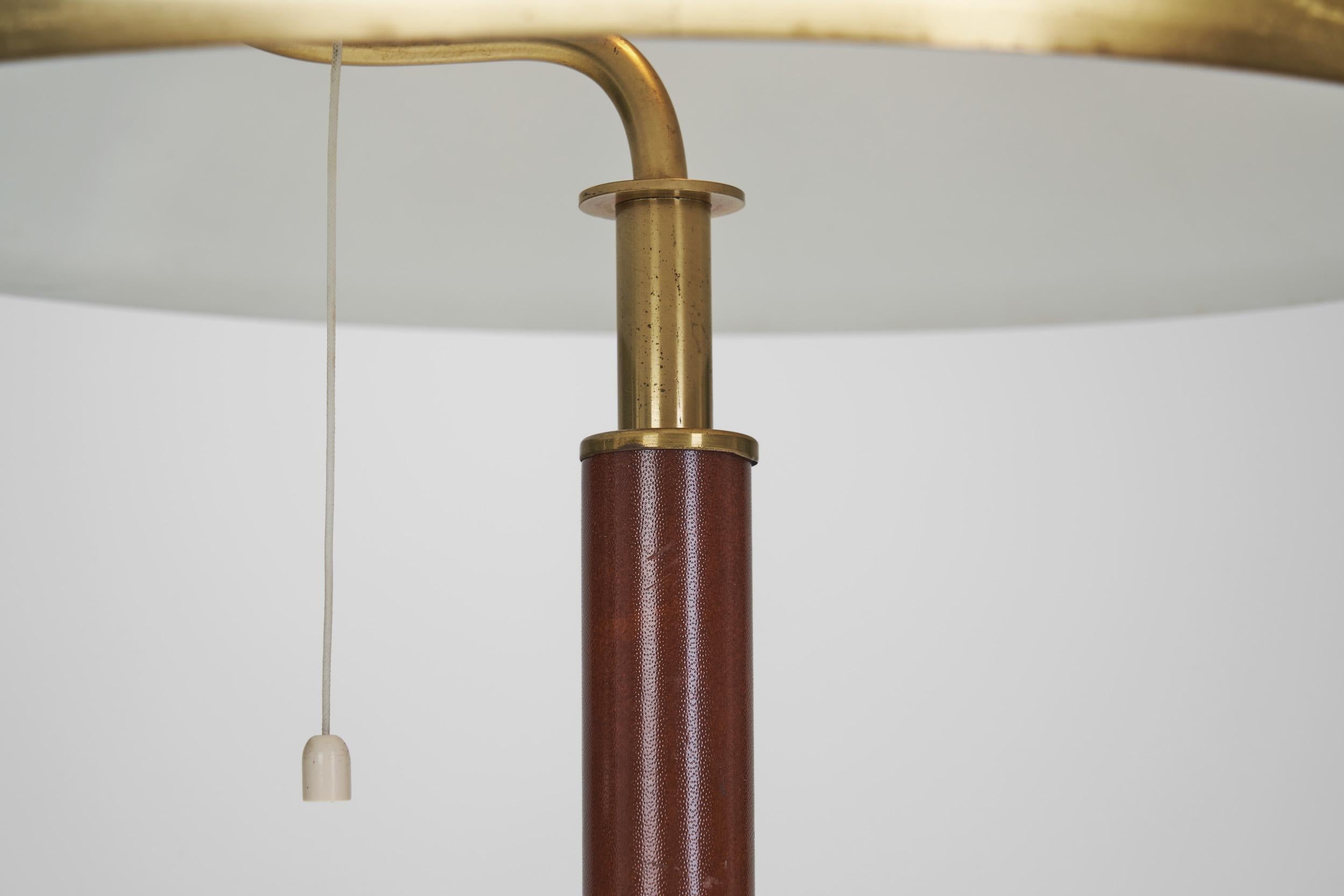 Brass and Leather Table lamp by Falkenbergs Belysning, Sweden 1960s 7