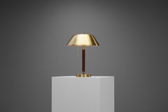 Brass and Leather Table Lamp by Falkenbergs Belysning, Sweden 1960s