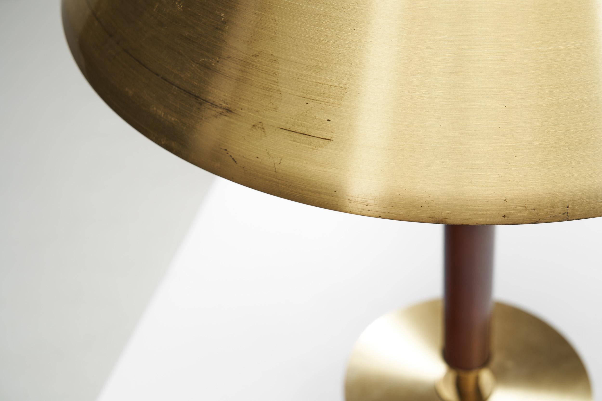 Brass and Leather Table lamp by Falkenbergs Belysning, Sweden 1960s 3