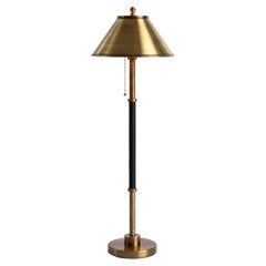Lampada da tavolo in ottone e pelle