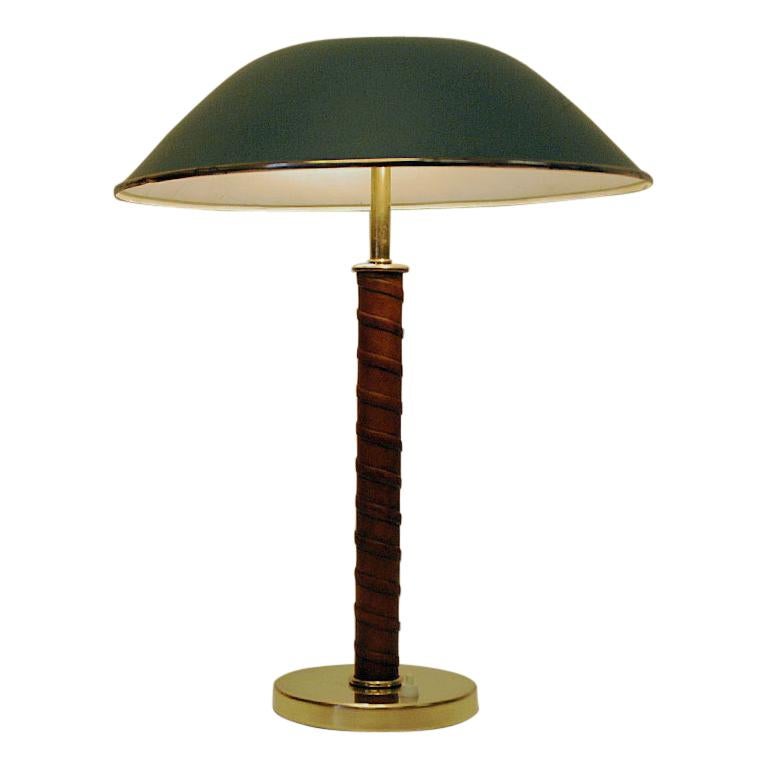 Brass and Leather Table Lamp by NK, 1940s, Sweden For Sale ...
