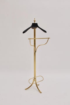 Mid Century Modern Brass and Leather Vintage Valet 1960s Italy