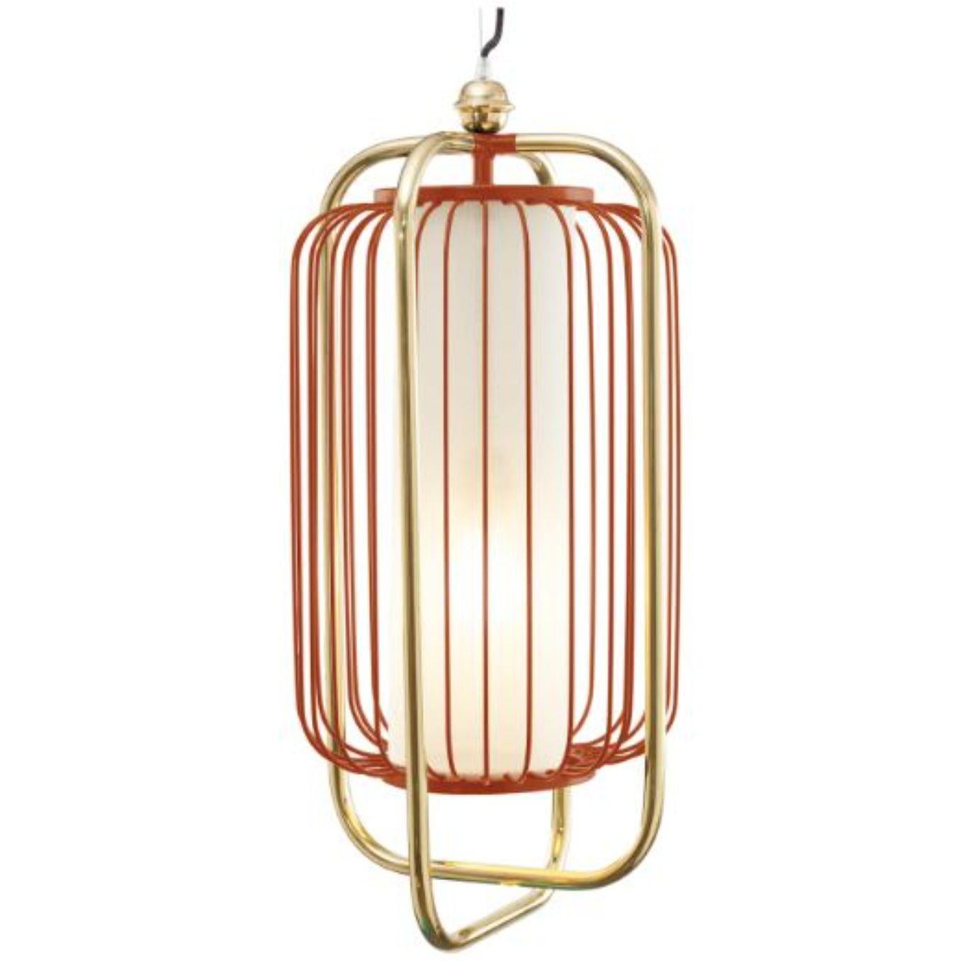 Portuguese Brass and Lilac Jules II Suspension Lamp by Dooq For Sale