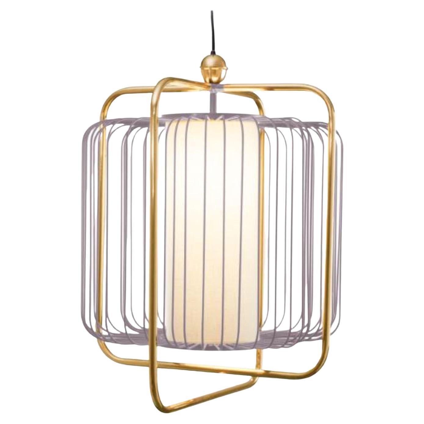 Brass and Lilac Jules Suspension Lamp by Dooq For Sale