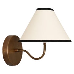 Brass and Linen Shade  Bed Side or Hallway  Wall Lamp
