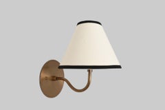 Brass and Linen Shade Wall or Bed Side Lamp