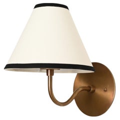 Lampada da parete o da letto in ottone e paralume in lino