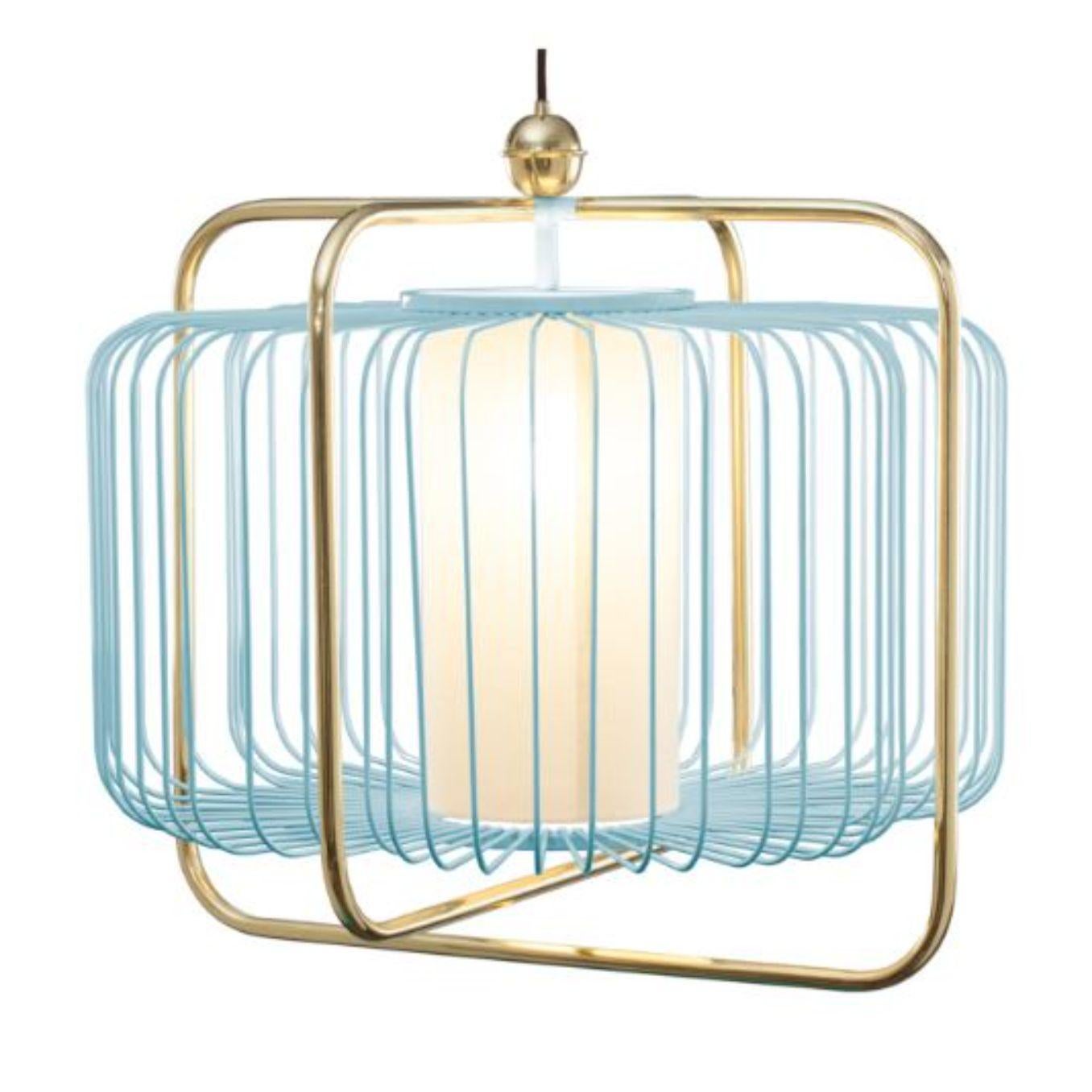 Modern Brass and Lipstick Jules I Suspension Lamp by Dooq For Sale