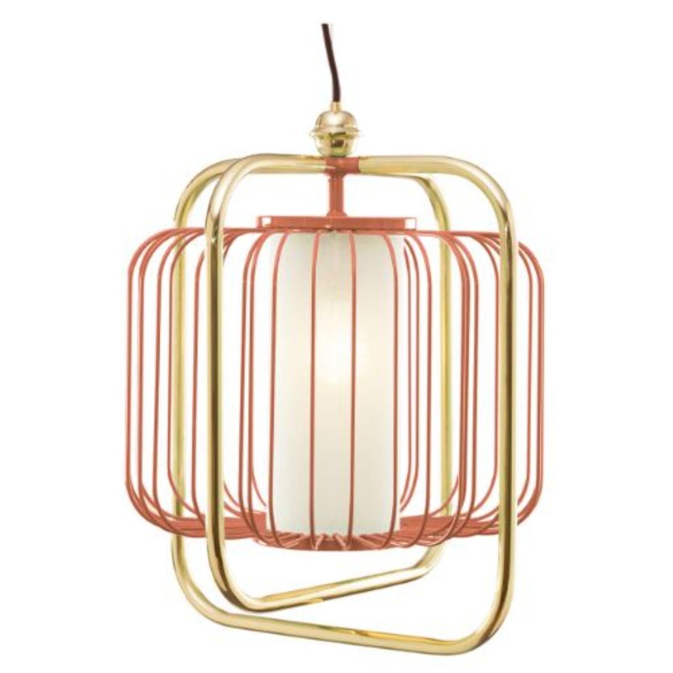 Brass and Lipstick Jules III Suspension Lamp by Dooq For Sale 3