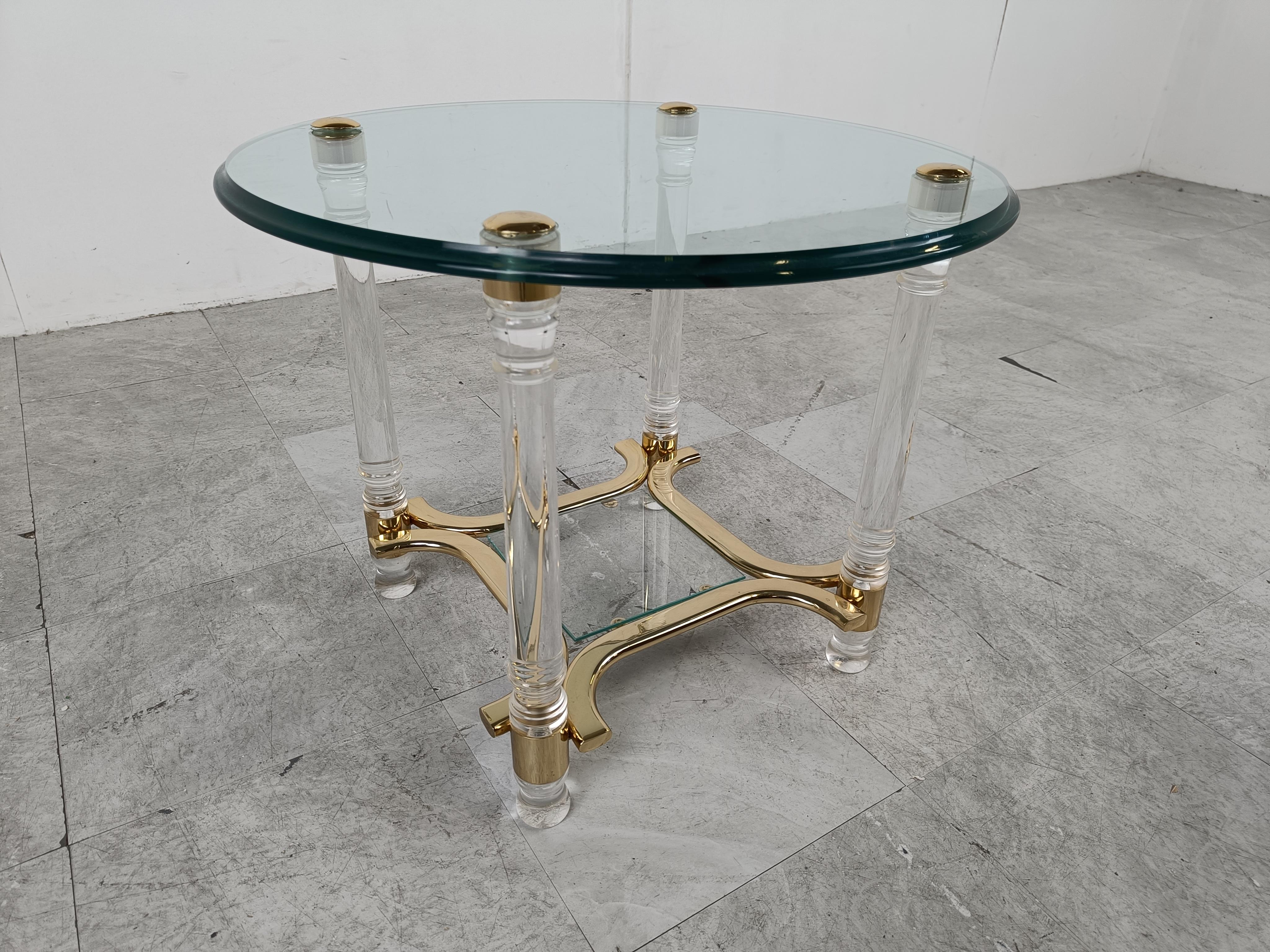 Brass and Lucite Coffee Table, 1970s 4