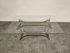 Brass and Lucite Coffee Table, 1970s