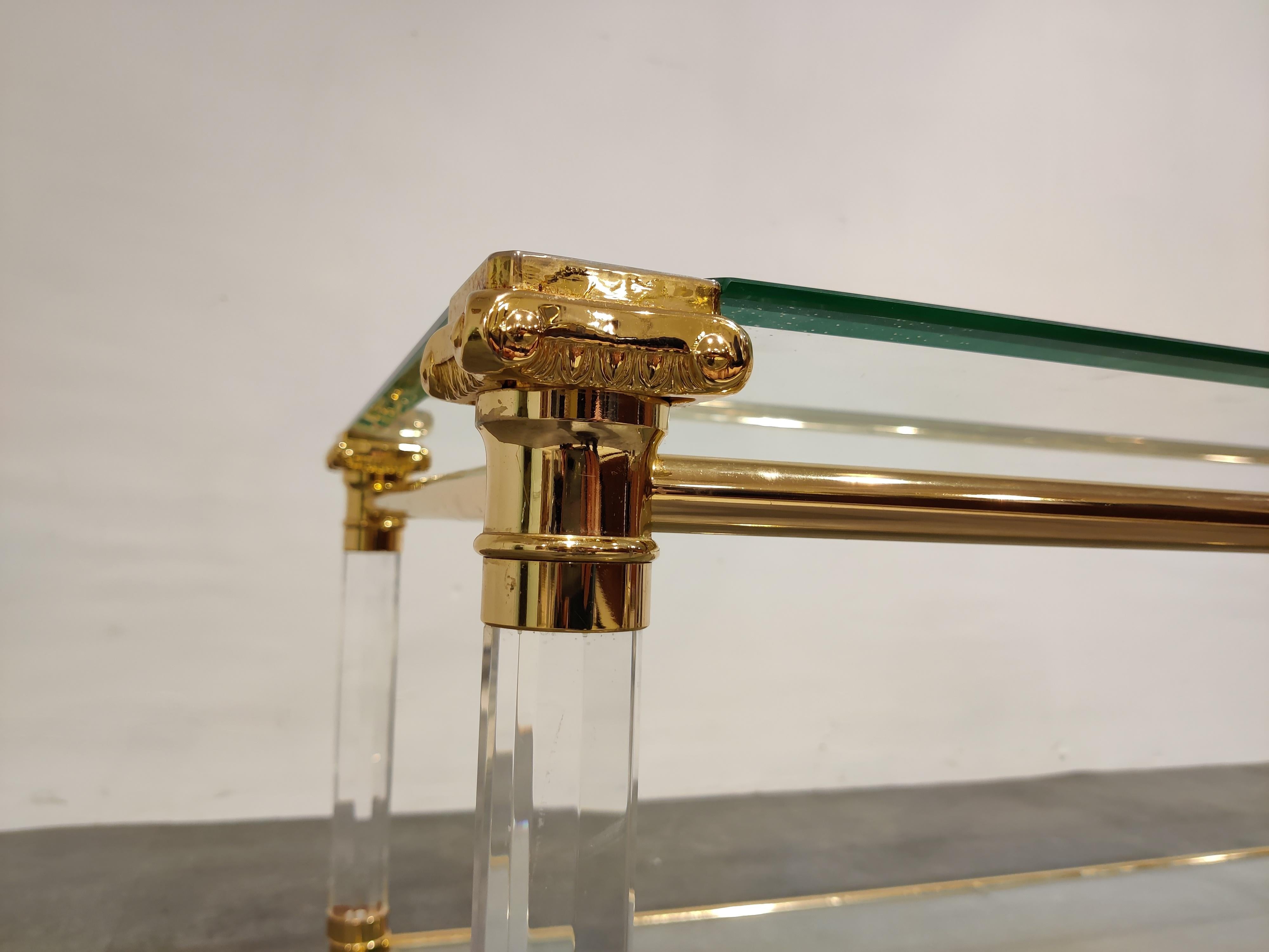 Brass and Lucite Coffee Table, 1970s 1