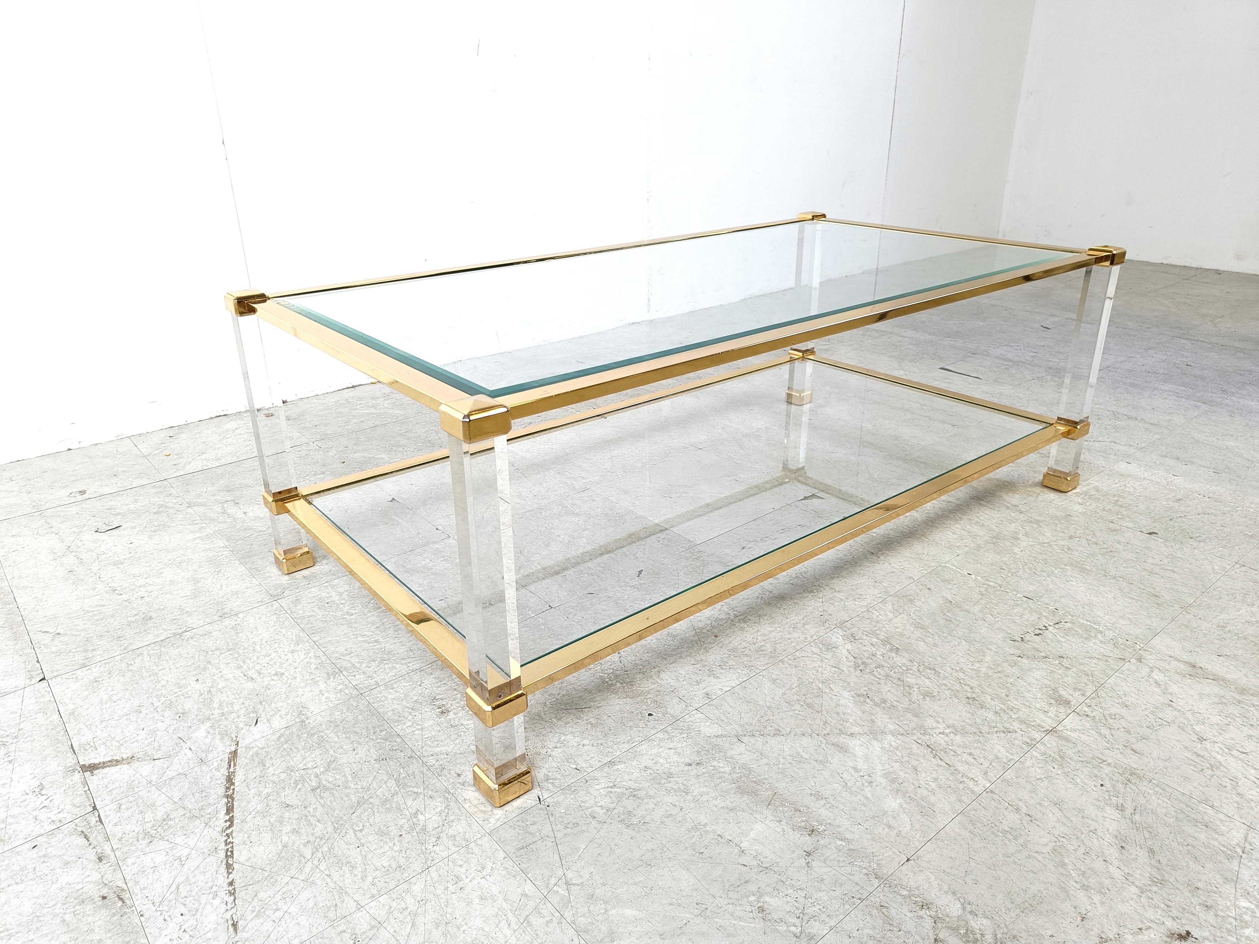 Brass and lucite coffee table, 1970s 1