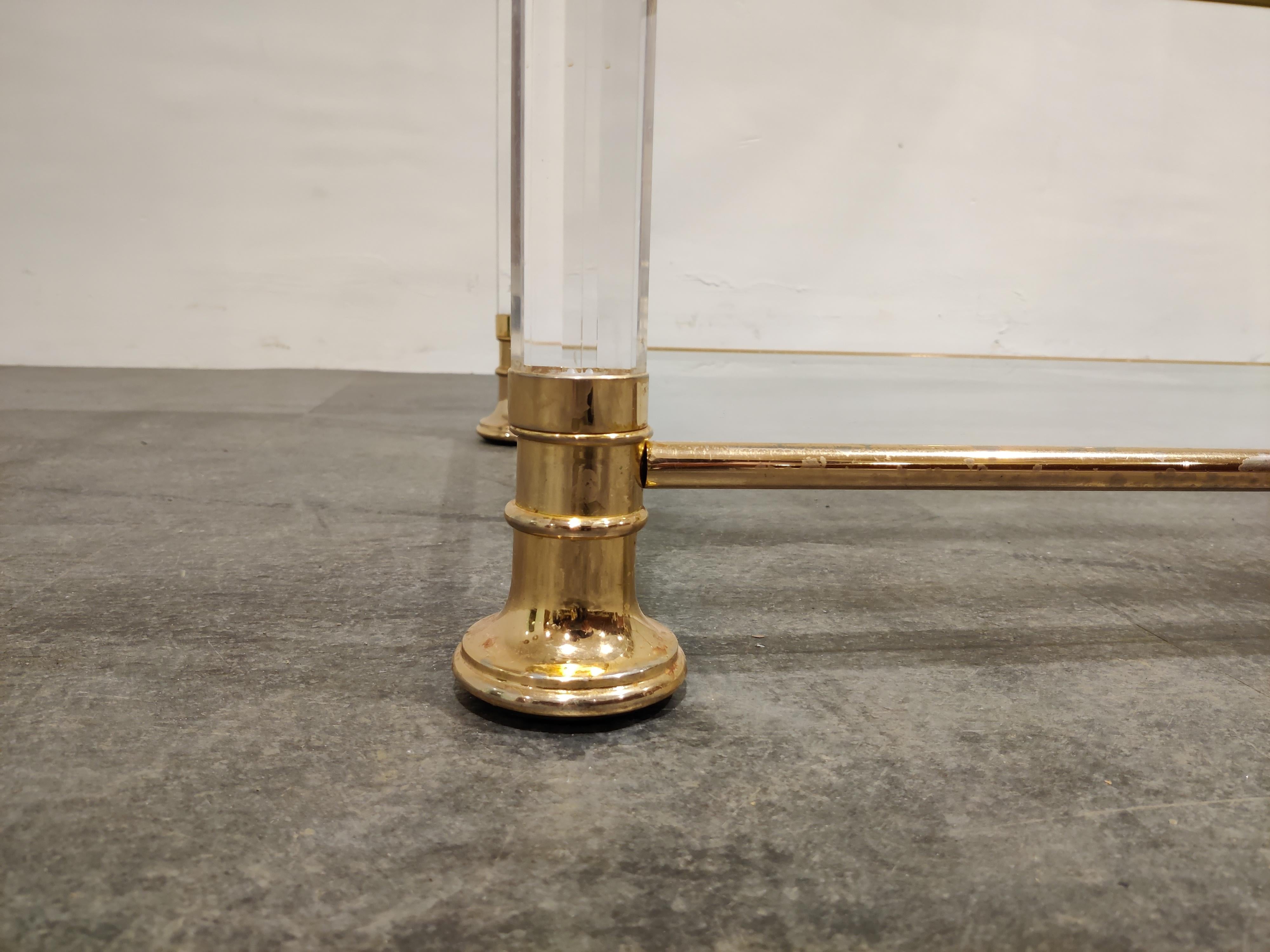 Brass and Lucite Coffee Table, 1970s 2