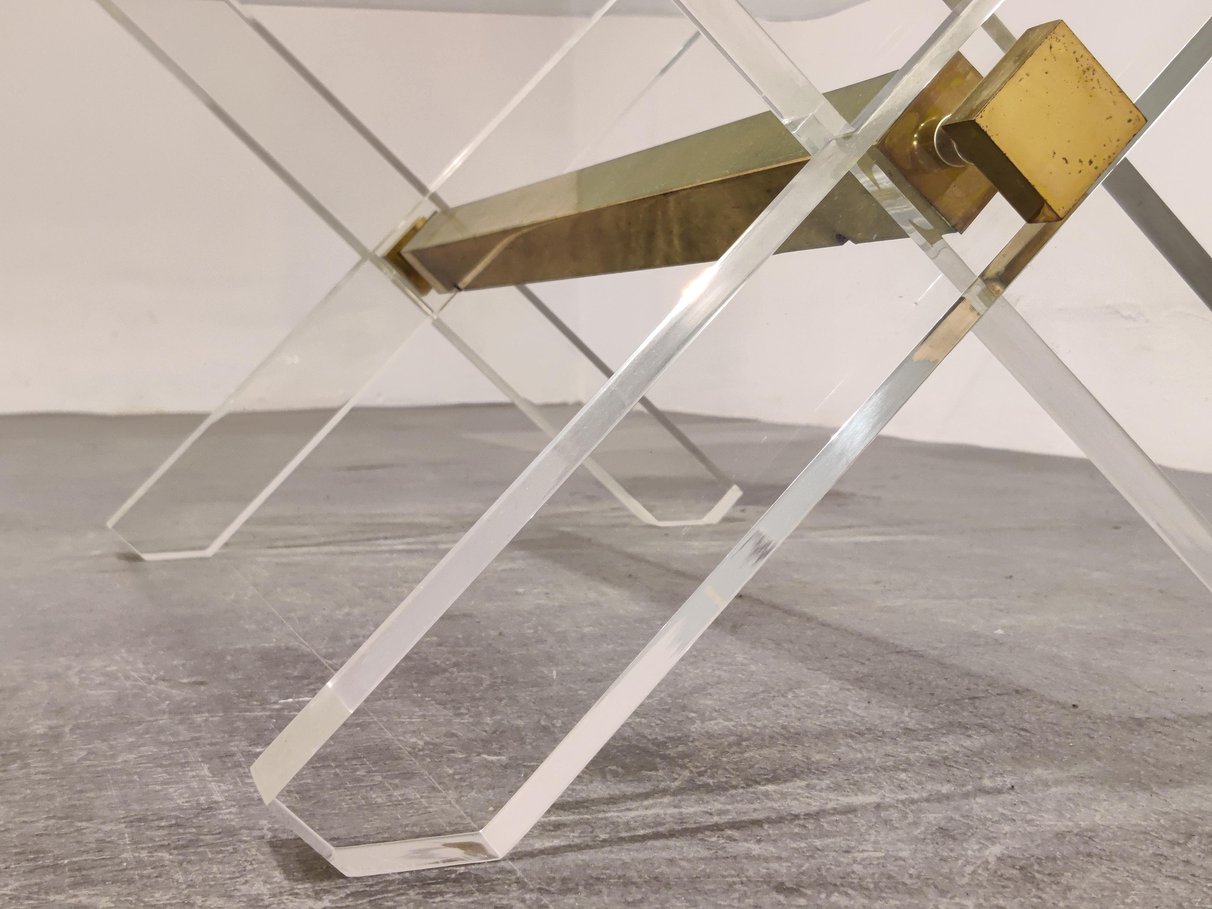 Brass and Lucite Coffee Table, 1970s 3