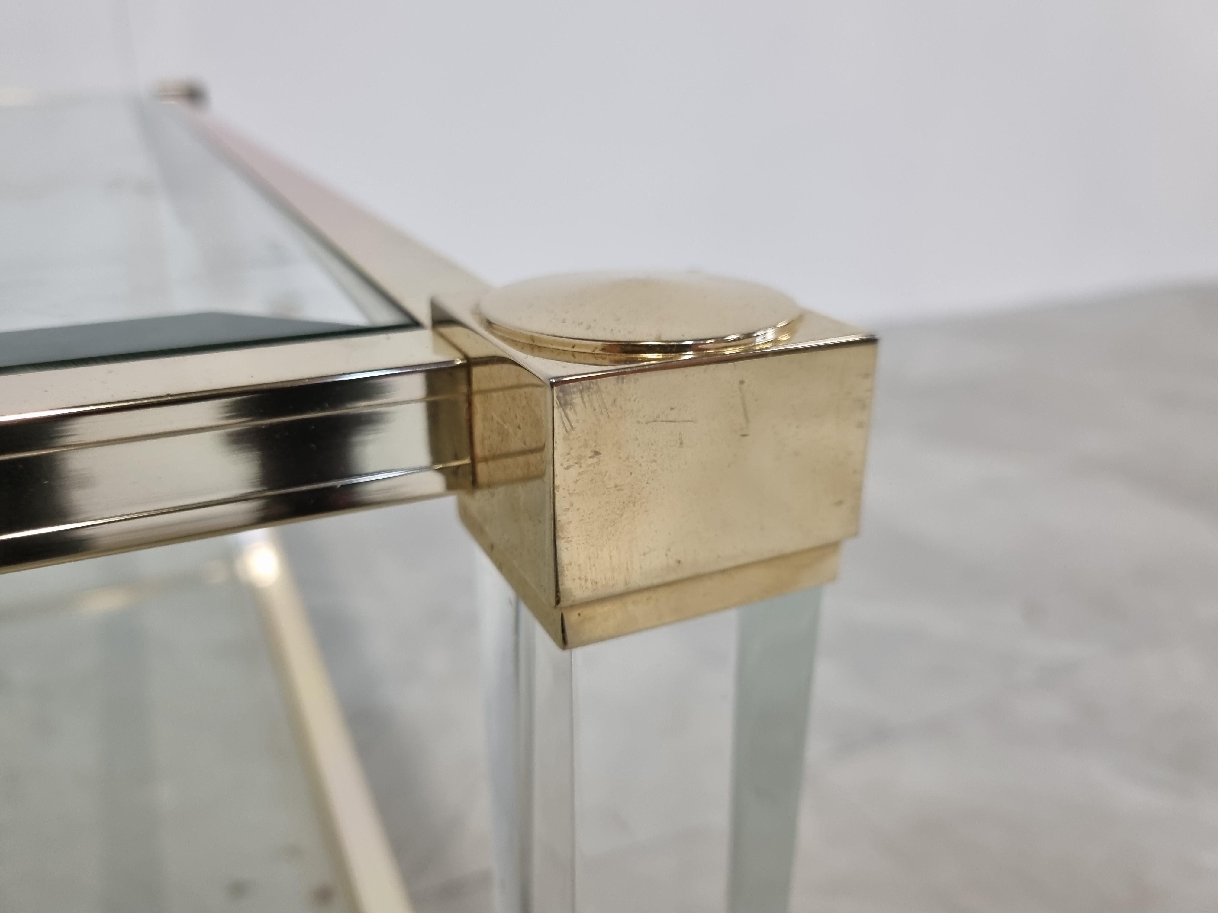 Brass and Lucite Coffee Table, 1970s 2