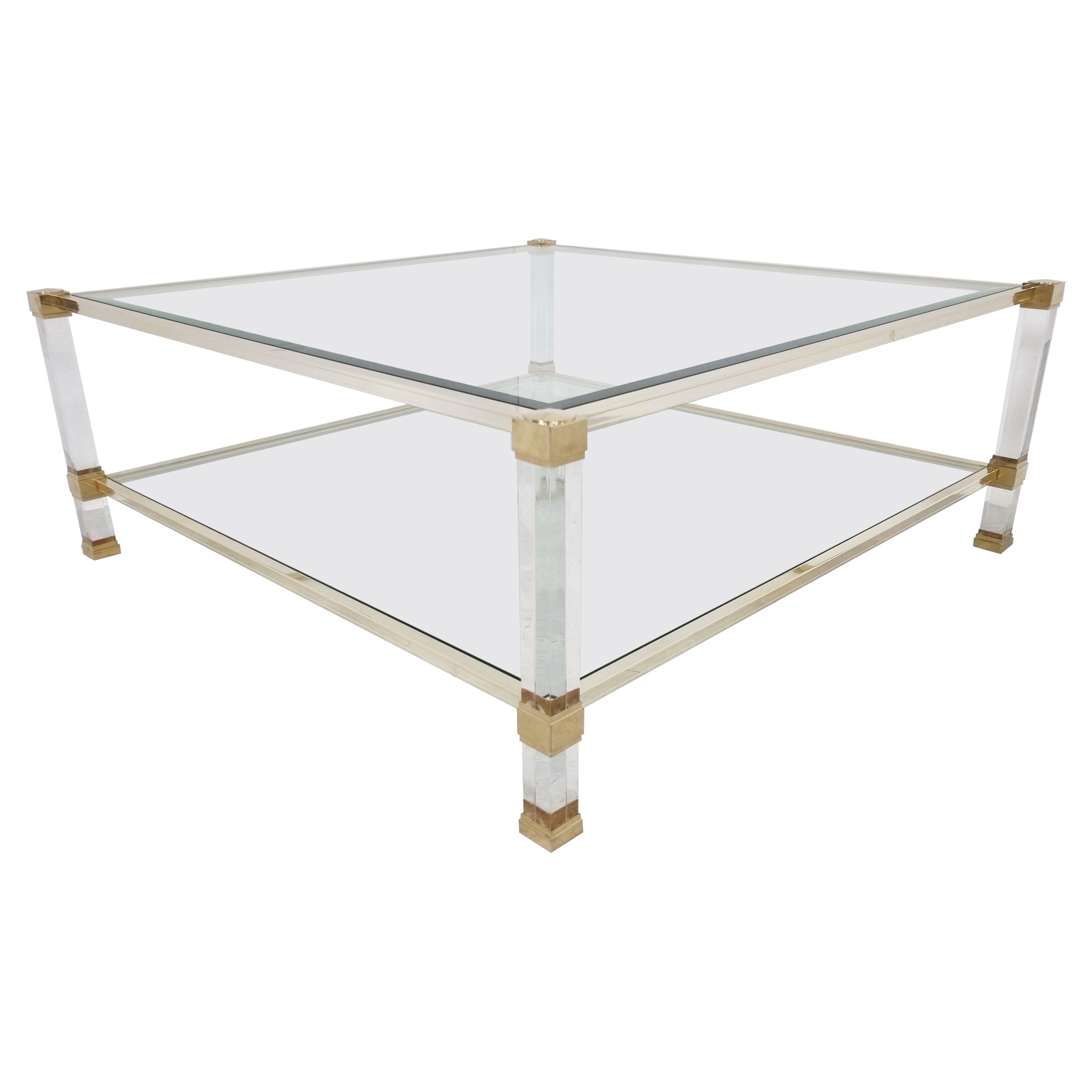 Brass and Lucite Coffee Table, 1970s
