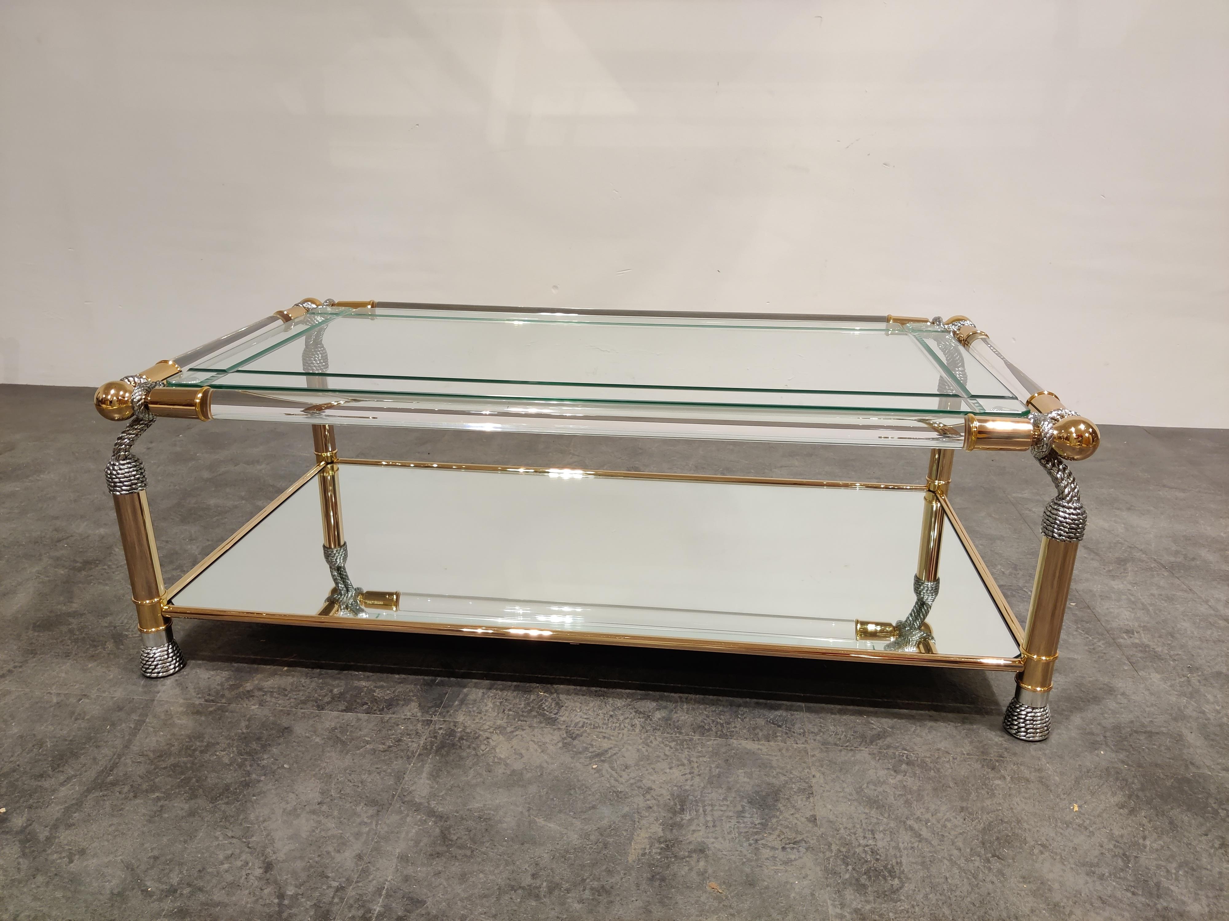 Brass and Lucite Coffee Table, 1980s In Excellent Condition In HEVERLEE, BE