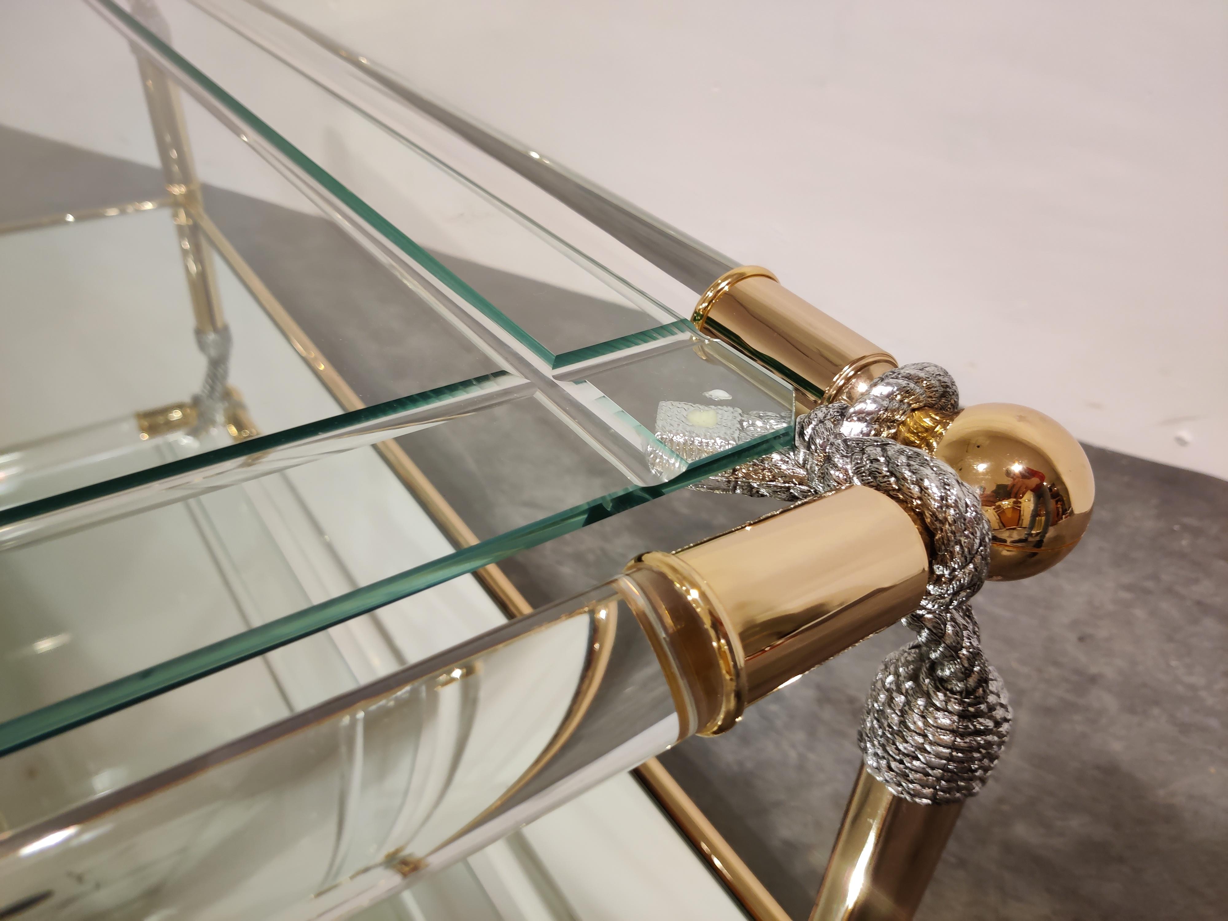 Brass and Lucite Coffee Table, 1980s 1