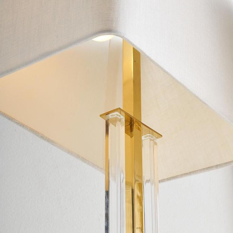 Modern Brass and Lucite Column Lamps, Pair, France