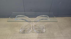 Consolle in ottone e lucite, anni '70