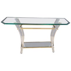 Consolle in ottone e lucite, anni '70