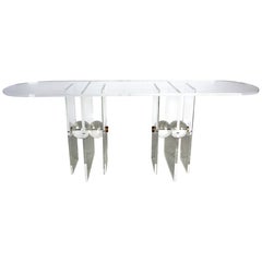 Brass and lucite console table, 1970s