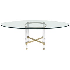 Brass and Lucite Dining Table by Sandro Petti for Metalarte, 1970s