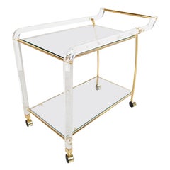 Brass and lucite drinks trolley, 1970s