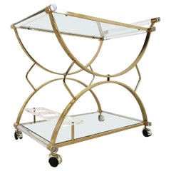 Chariot pour boissons en laiton et lucite, années 1970