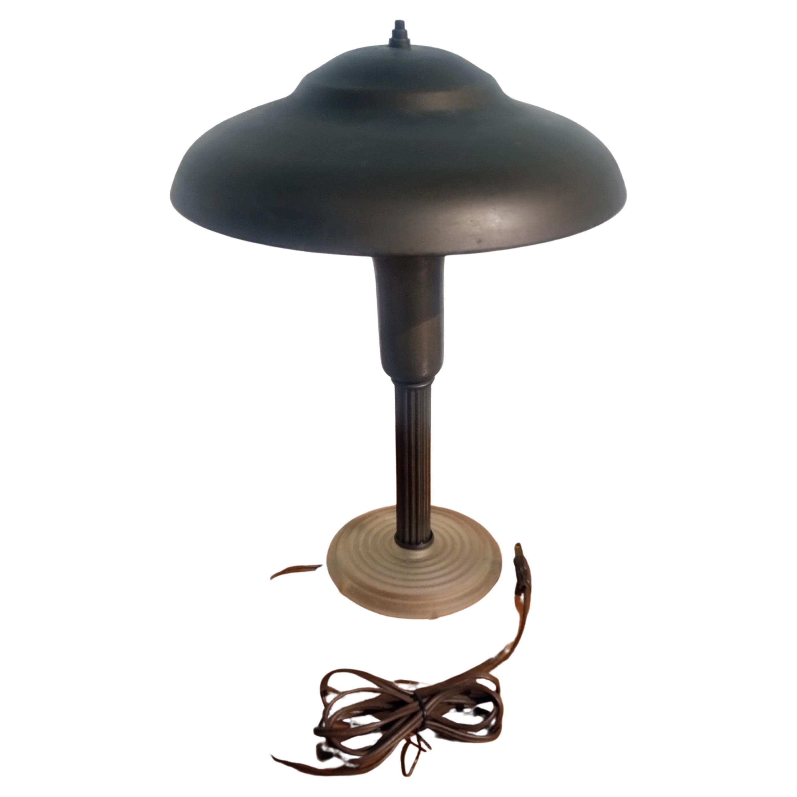 Brass and Lucite Flying Saucer Table Lamp