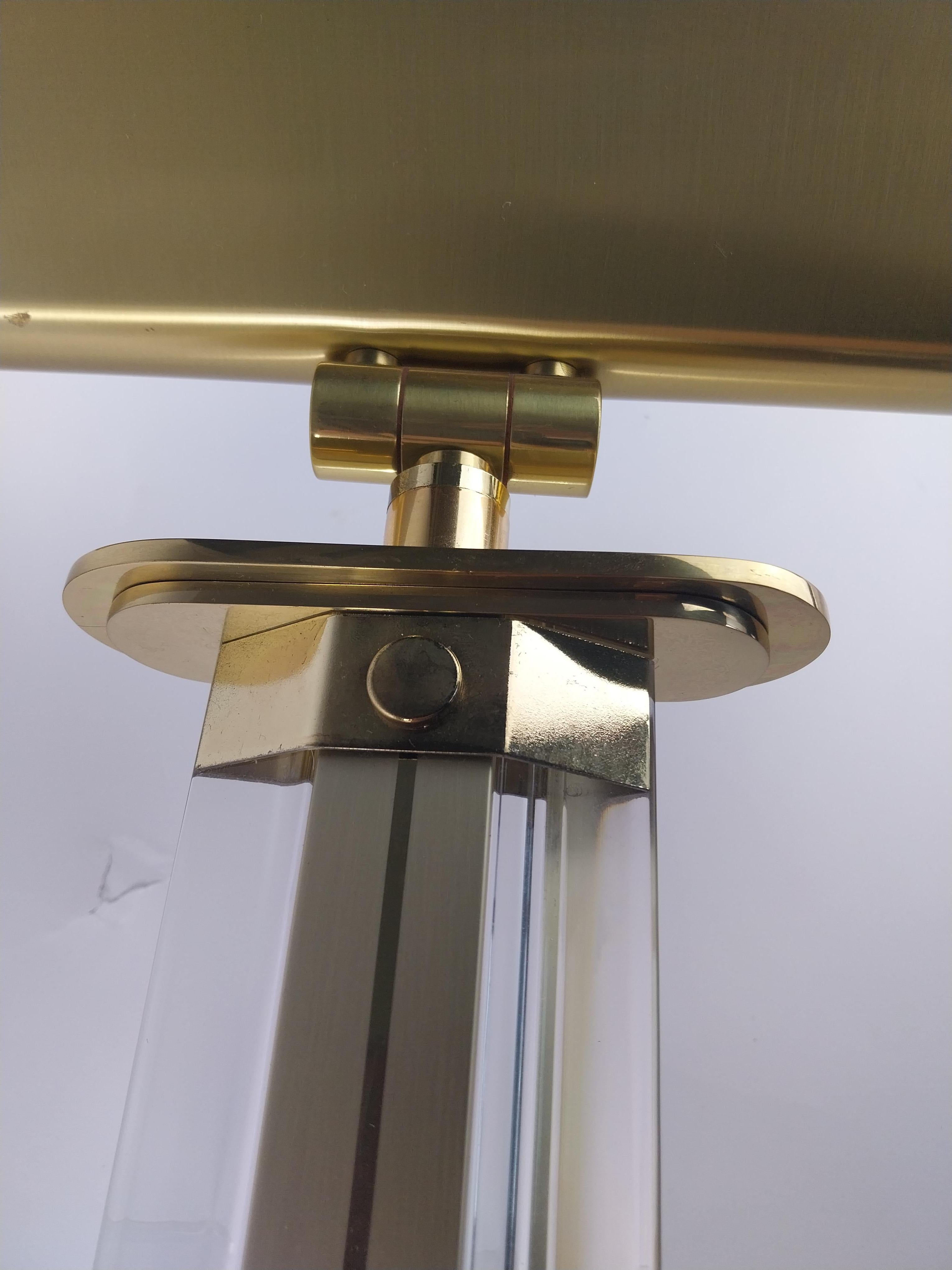 Hollywood Regency Brass and lucite hollywood regency-style italian uplighter For Sale