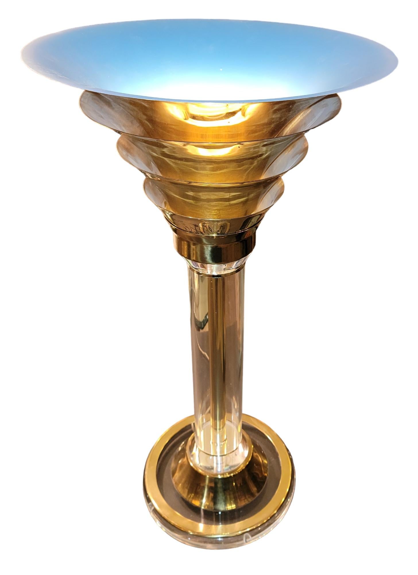 Karl Springer Art-Déco-Tischlampen aus Messing und Lucite, 28.5 cm hoch im Angebot 2