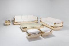 Brass and Lucite Living Room Set by Charles Hollis Jones