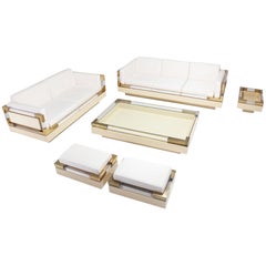 Brass and Lucite Living Room Set by Charles Hollis Jones