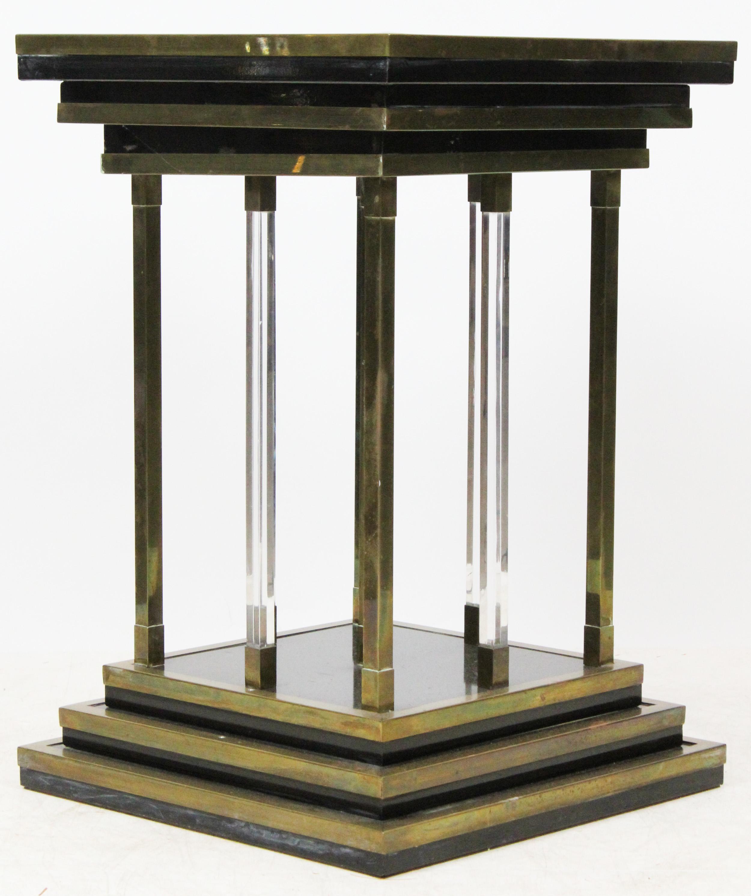 Mid-Century Modern Brass and Lucite Modernist Pedestal