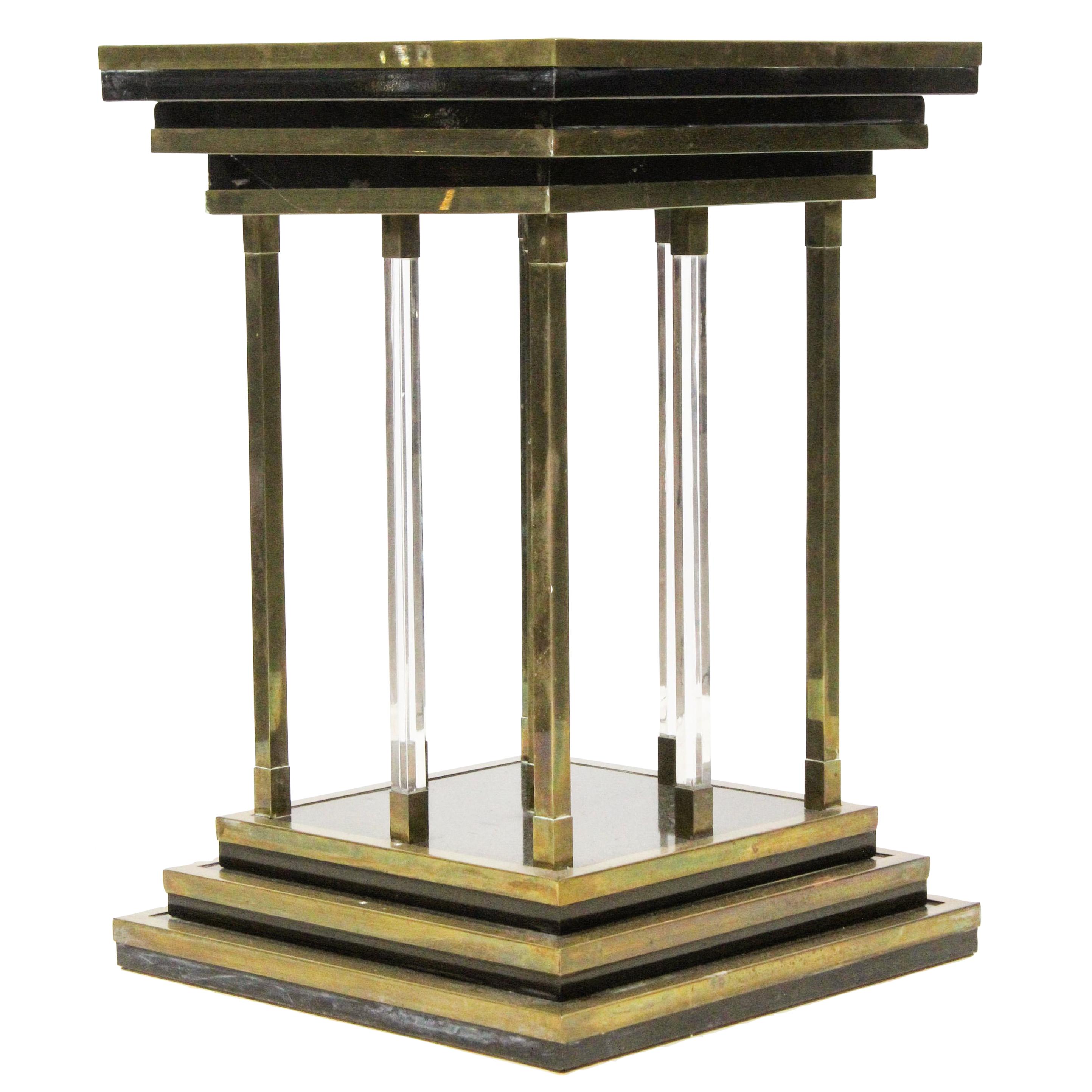 Brass and Lucite Modernist Pedestal