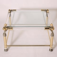 Brass and Lucite Rope Motif Table, circa 1950
