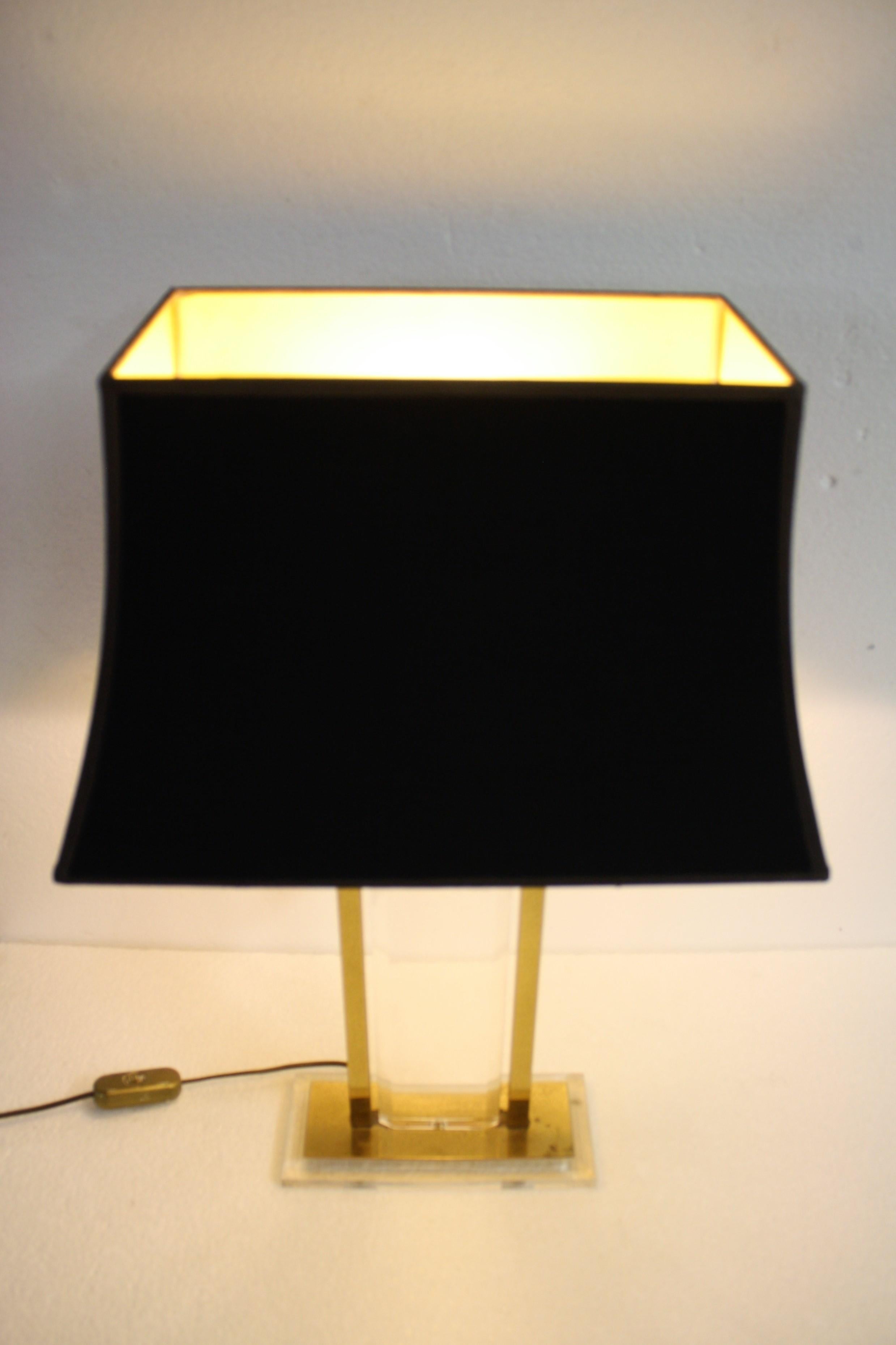Brass and Lucite Table Lamp, 1970s 2