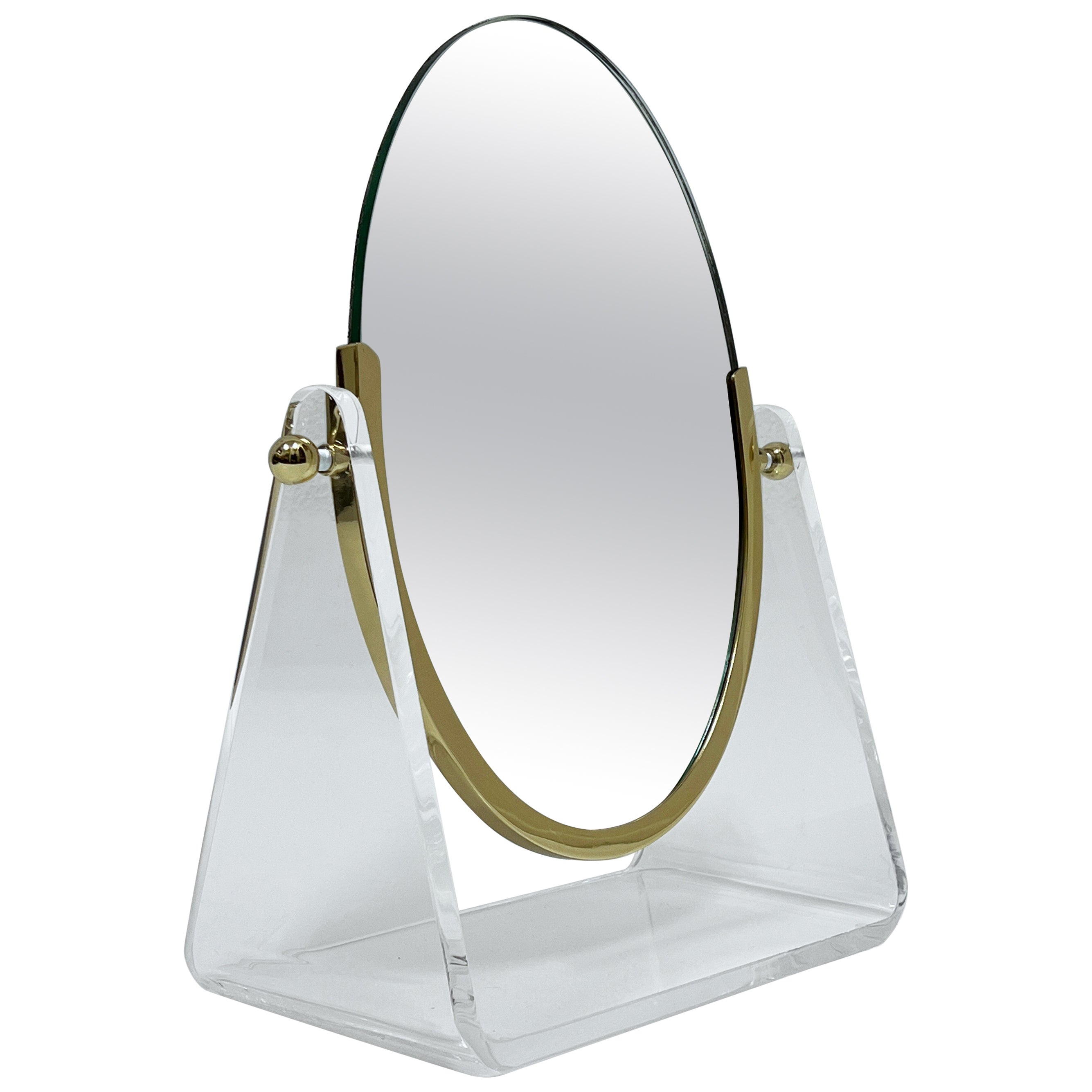 Brass and Lucite Vanity Mirror by Charles Hollis Jones